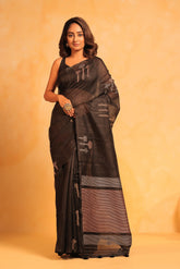 KAVVYA soft & lightweight black color benarasi handloom saree - KAVVYA